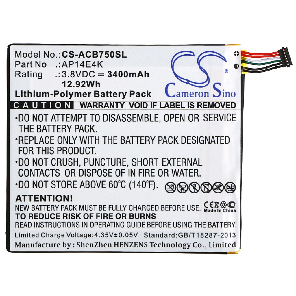 Batterier Ersätter Iconia One 7 B1-750