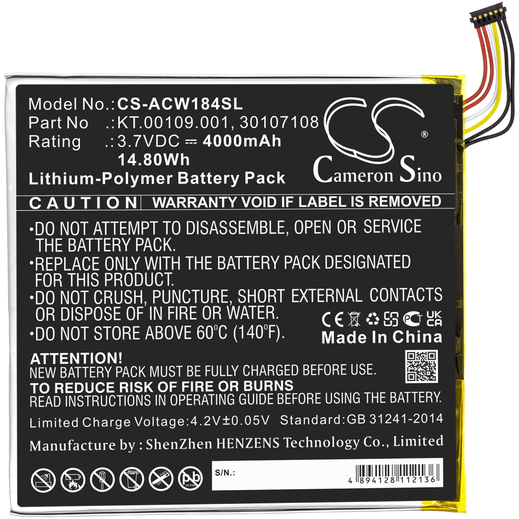 Battery Replaces KT.00109.001