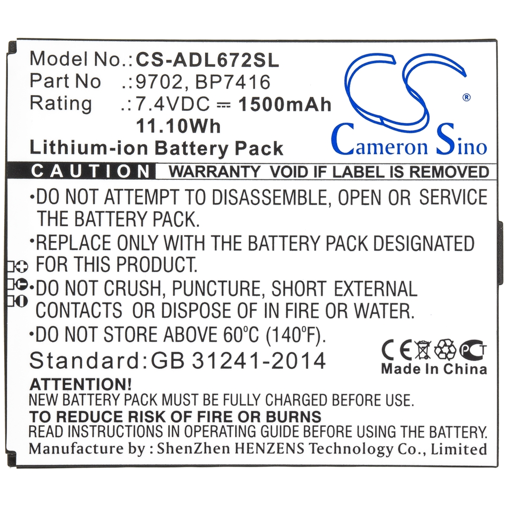 Batteries Power Tools Battery CS-ADL672SL