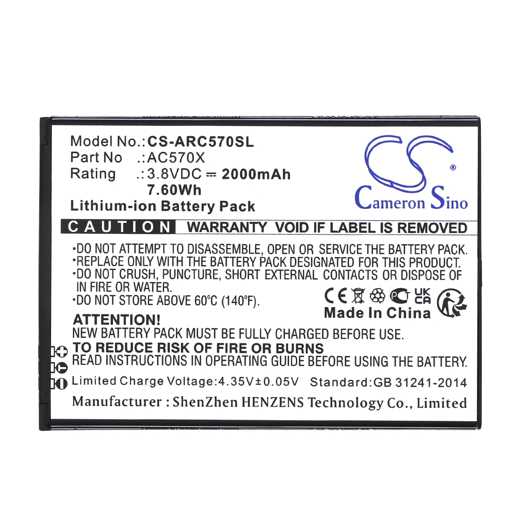 Batterier till mobiltelefoner Archos CS-ARC570SL