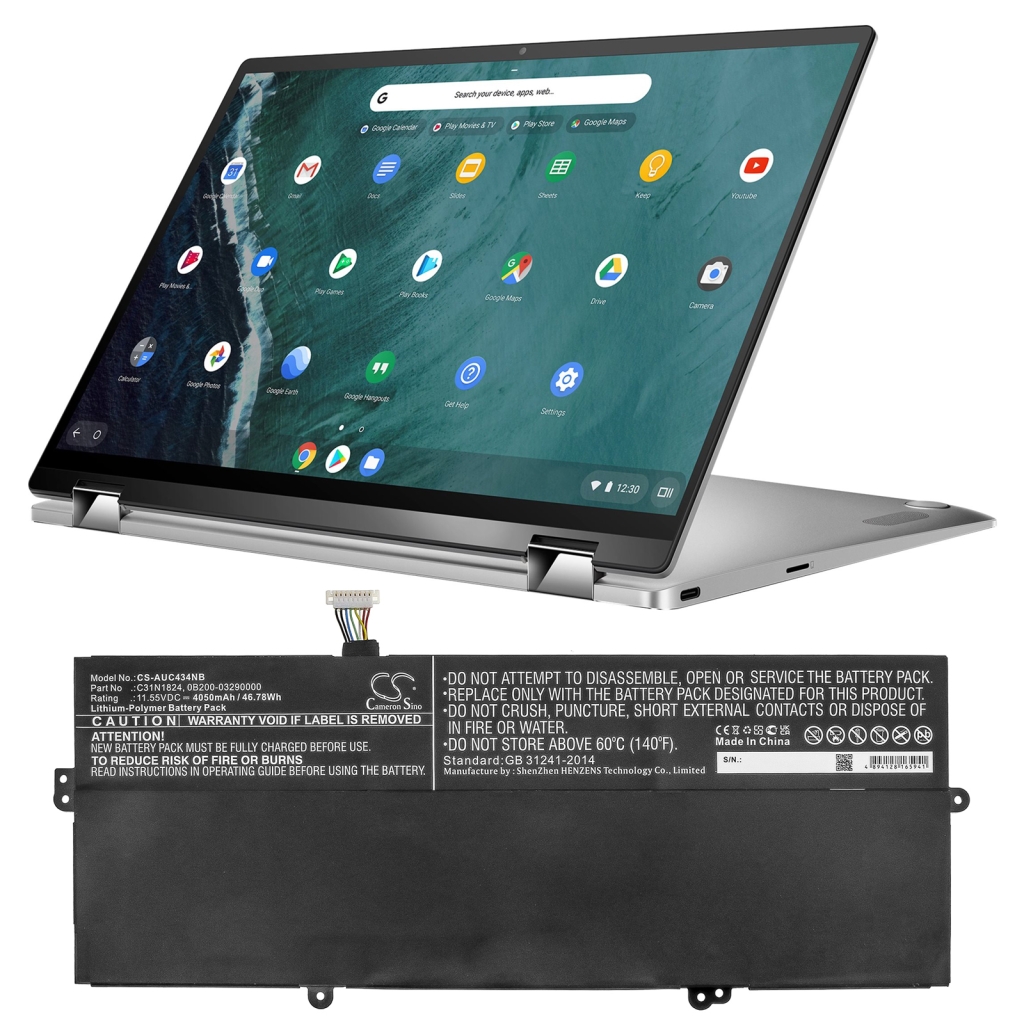 Batterier Ersätter Chromebook Flip C434TA-1A