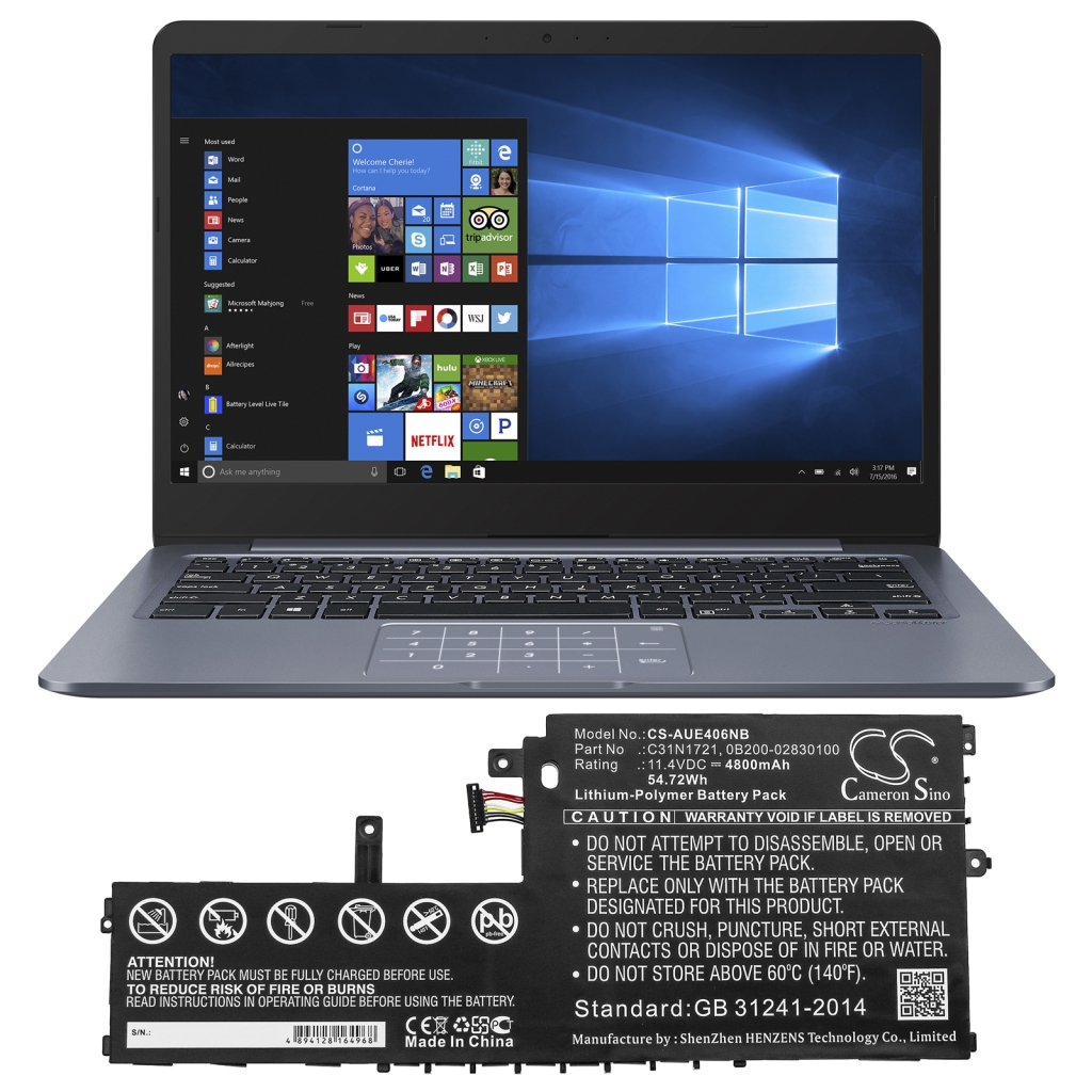 Batterier Ersätter VivoBook E406SA-BV028TS