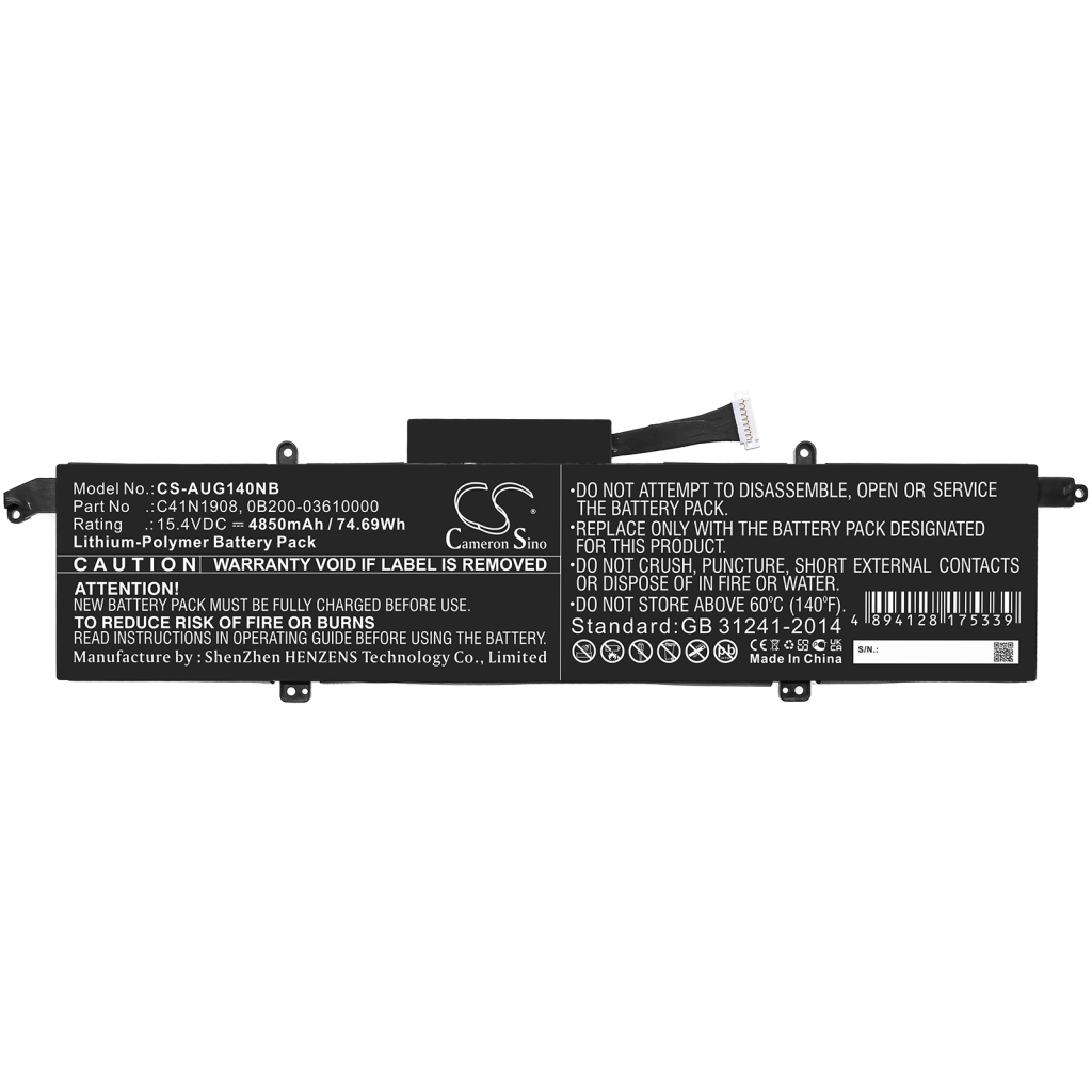 Batterier Ersätter ROG Zephyrus G14 GA401IV-HE083T