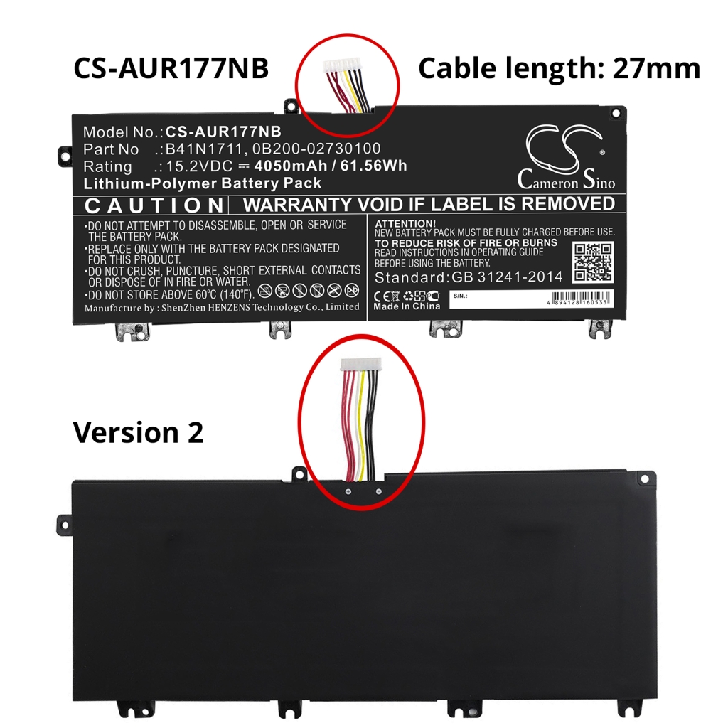 Batterier Ersätter TUF FX705DU-AU035T