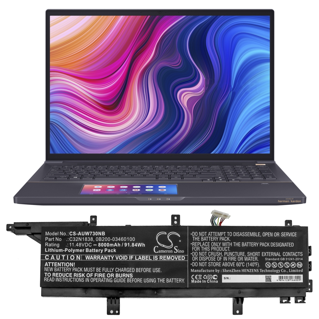 Batterier Ersätter ProArt StudioBook Pro X W730G5T-AV034R