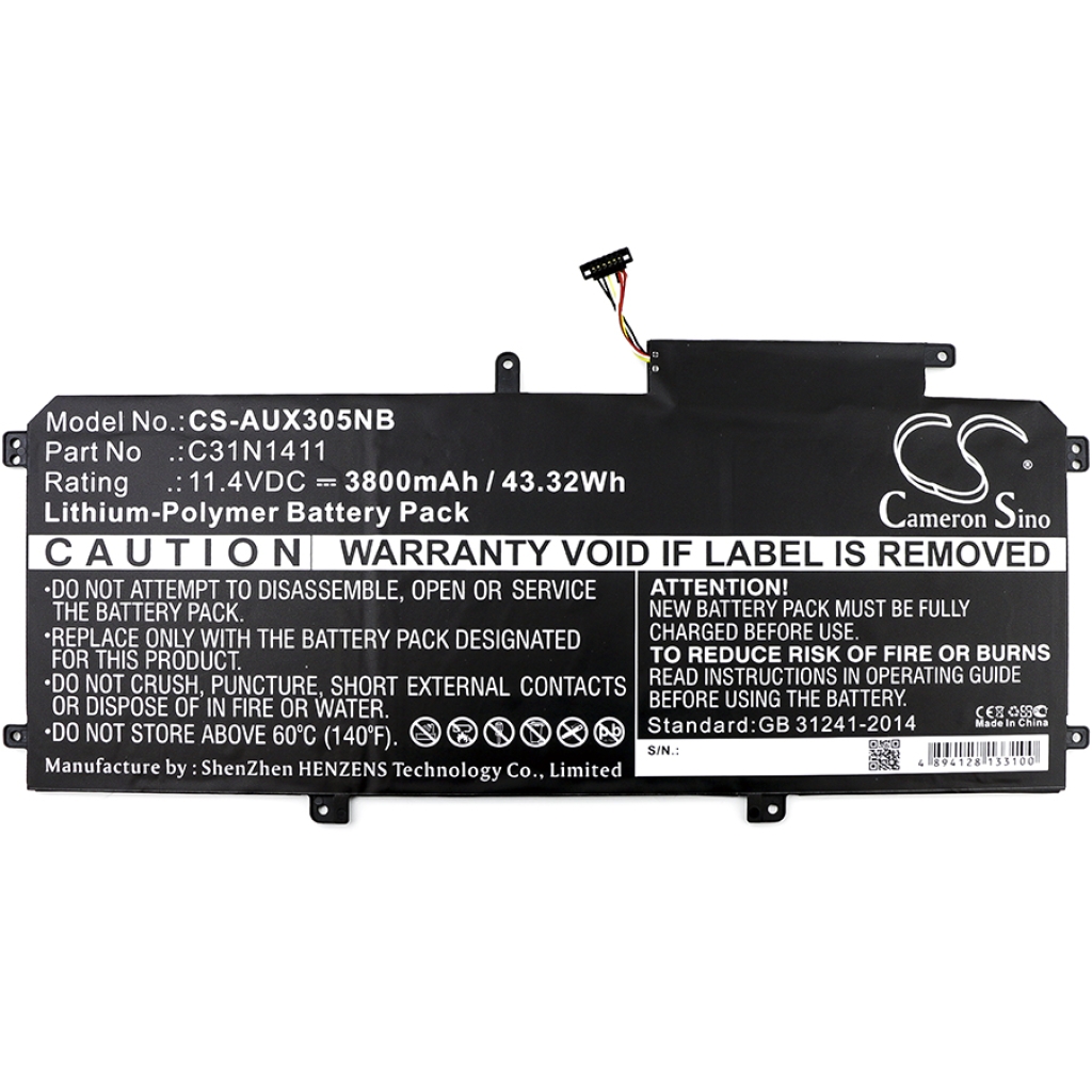 Batterier Ersätter ZenBook UX305CA-SHMQ1-CB
