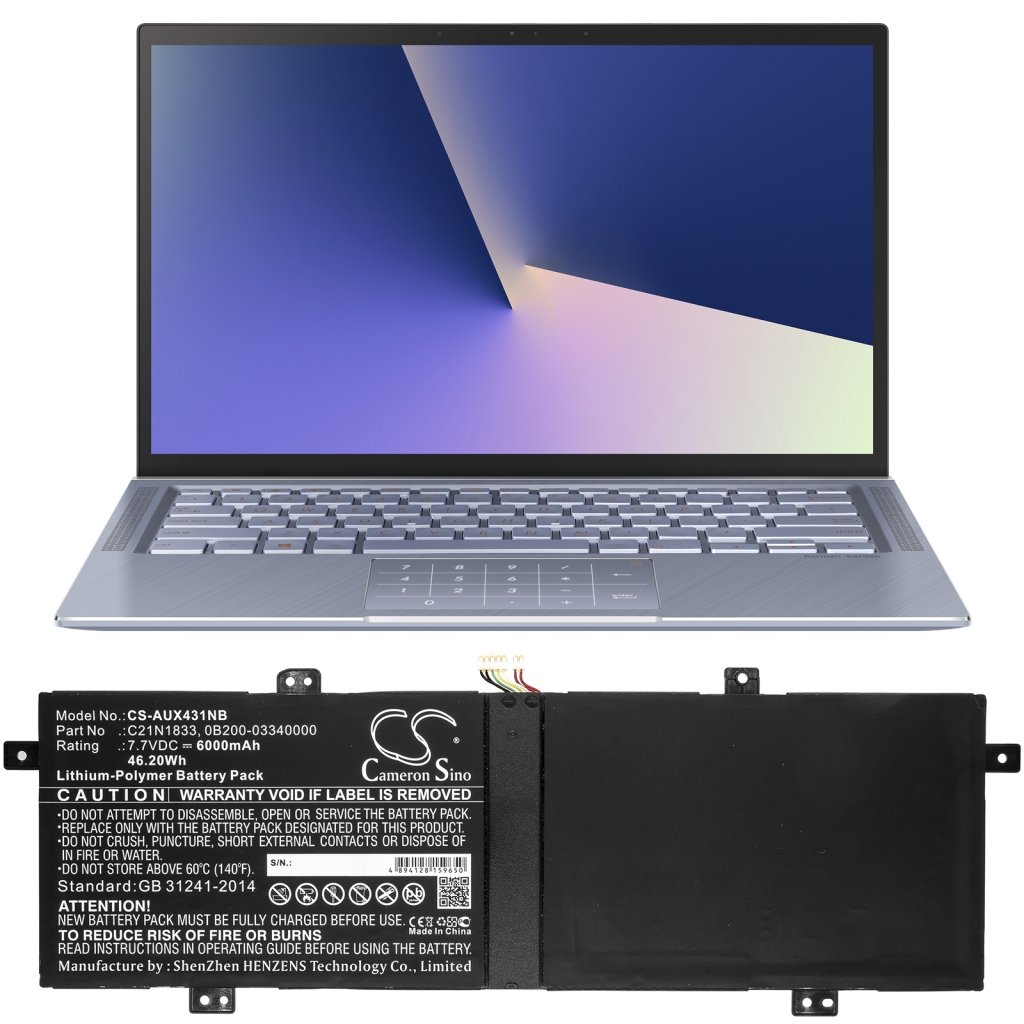 Batterier Ersätter ZenBook 14 UX431FA-AN022T