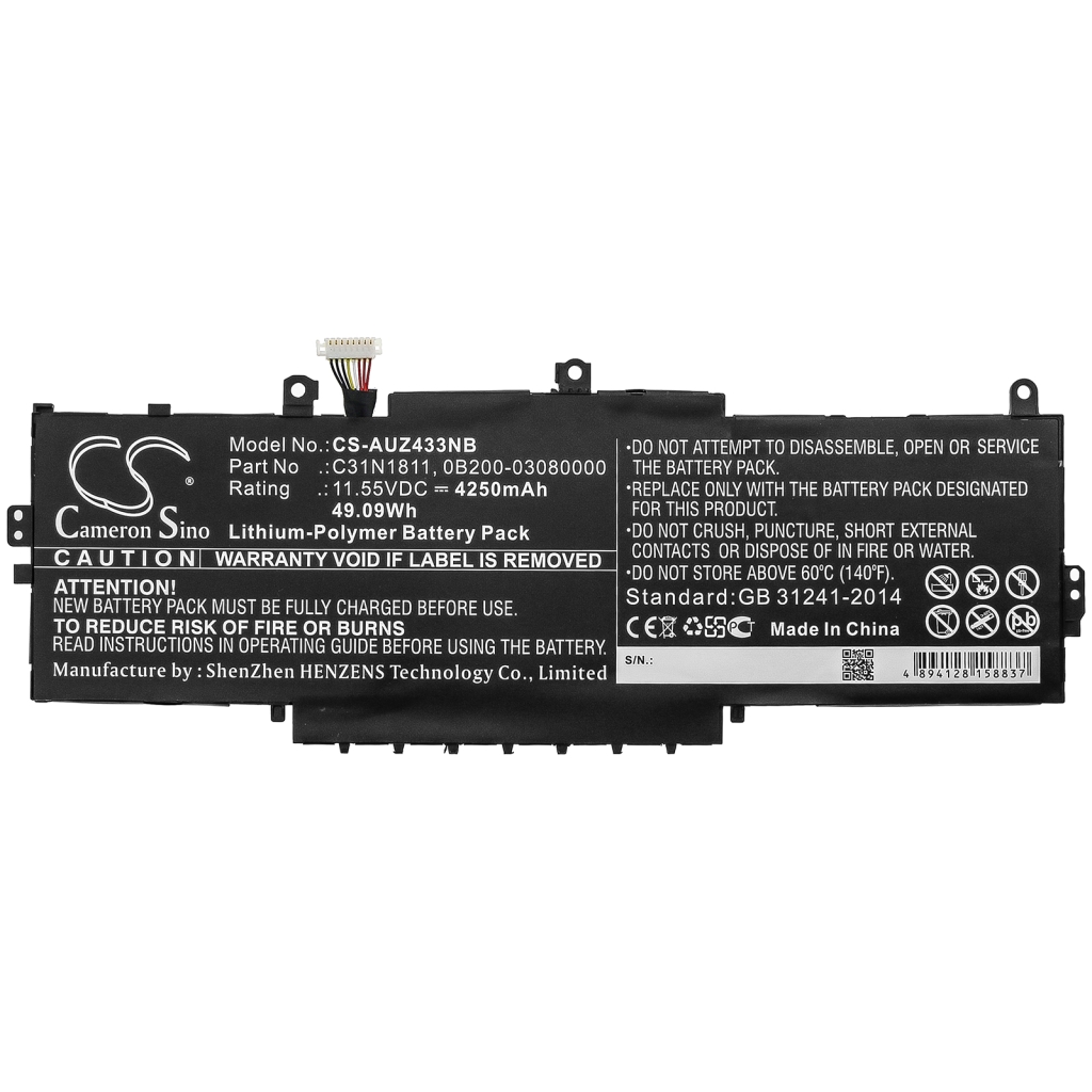 Batterier Ersätter ZenBook 14 UX433FA-A6116T