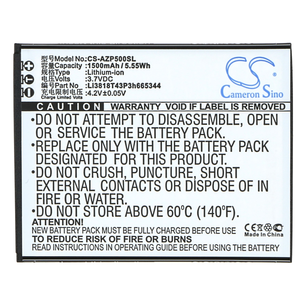 Compatible battery replacement for ZTE LI3818T43P3H665344