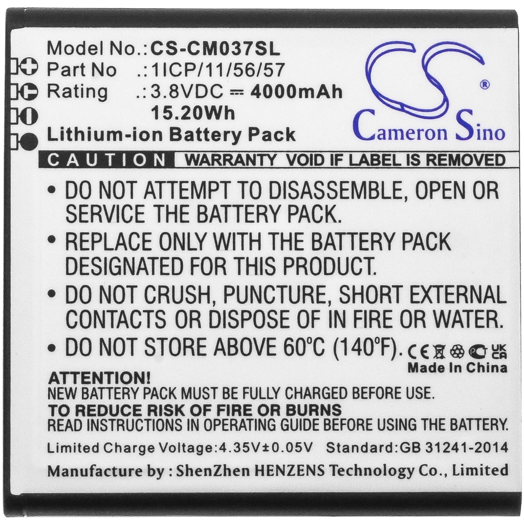 Monterade batteripaket CS-CM037SL