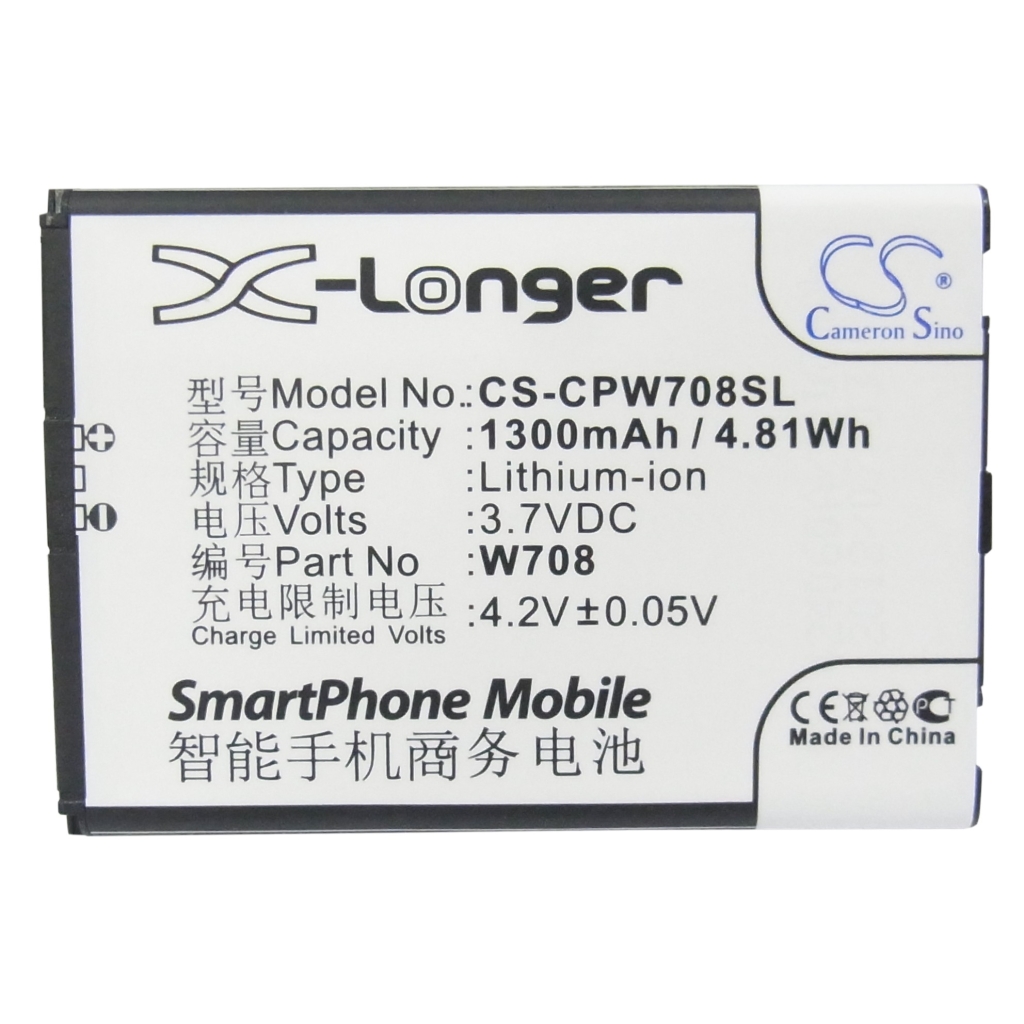 Compatible battery replacement for Coolpad W708