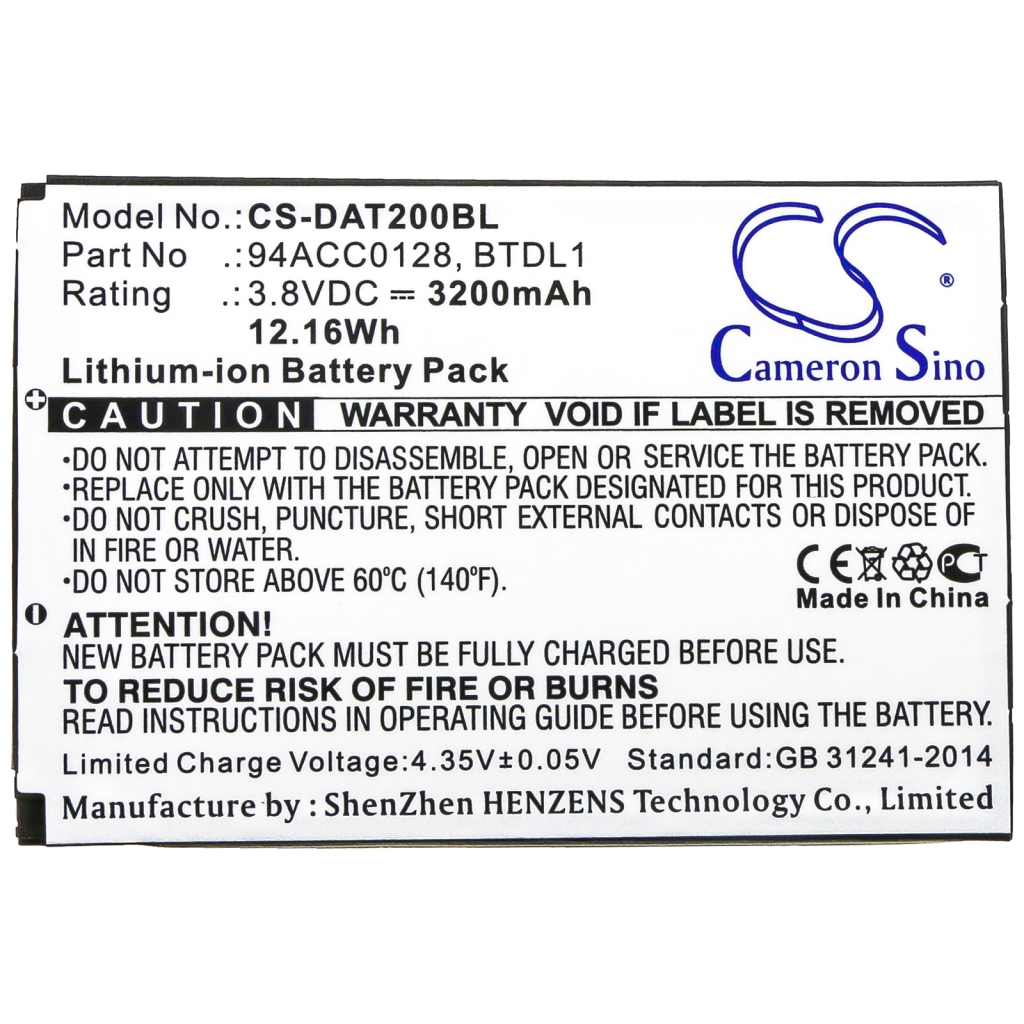Batterier för skanner Datalogic CS-DAT200BL
