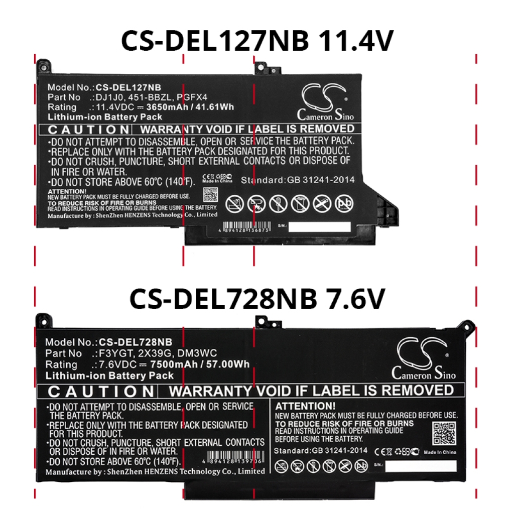 Batterier till bärbara datorer DELL Latitude 12 7480