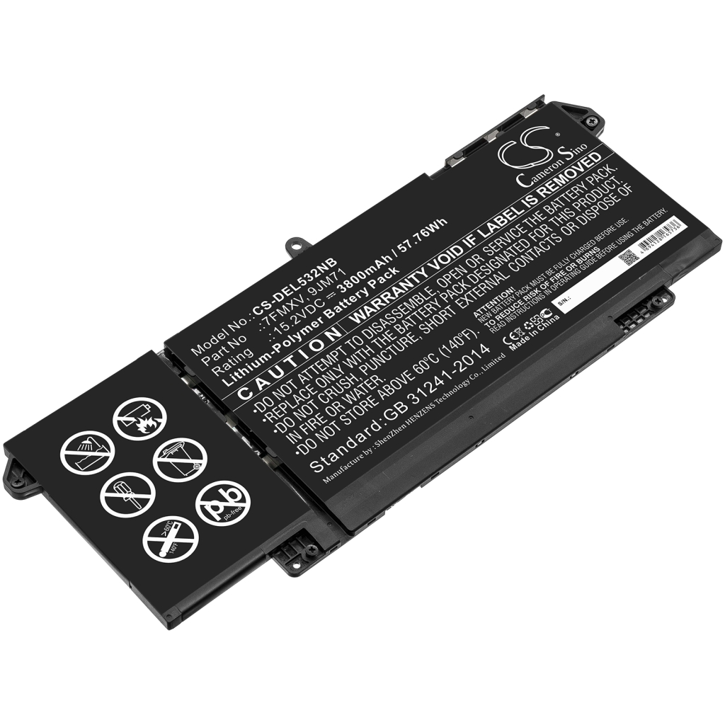 Compatible battery replacement for DELL 7FMXV