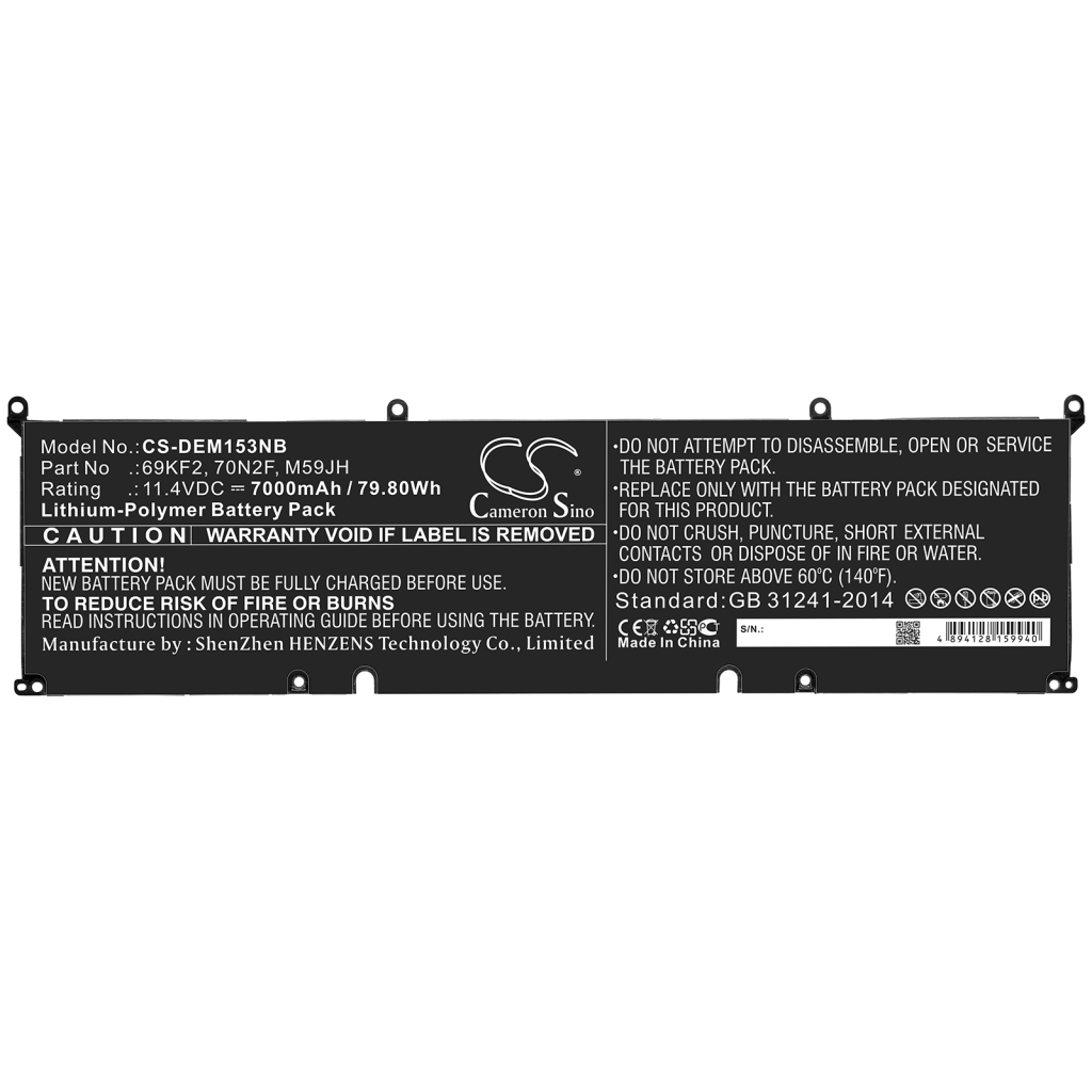 Batterier Ersätter Alienware M17 R3 P45E