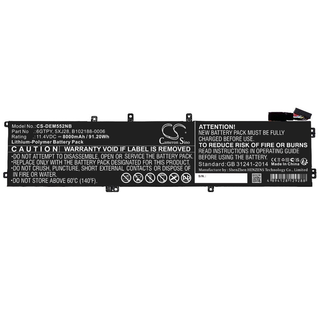 Batterier Ersätter XPS 15-7590-D1848