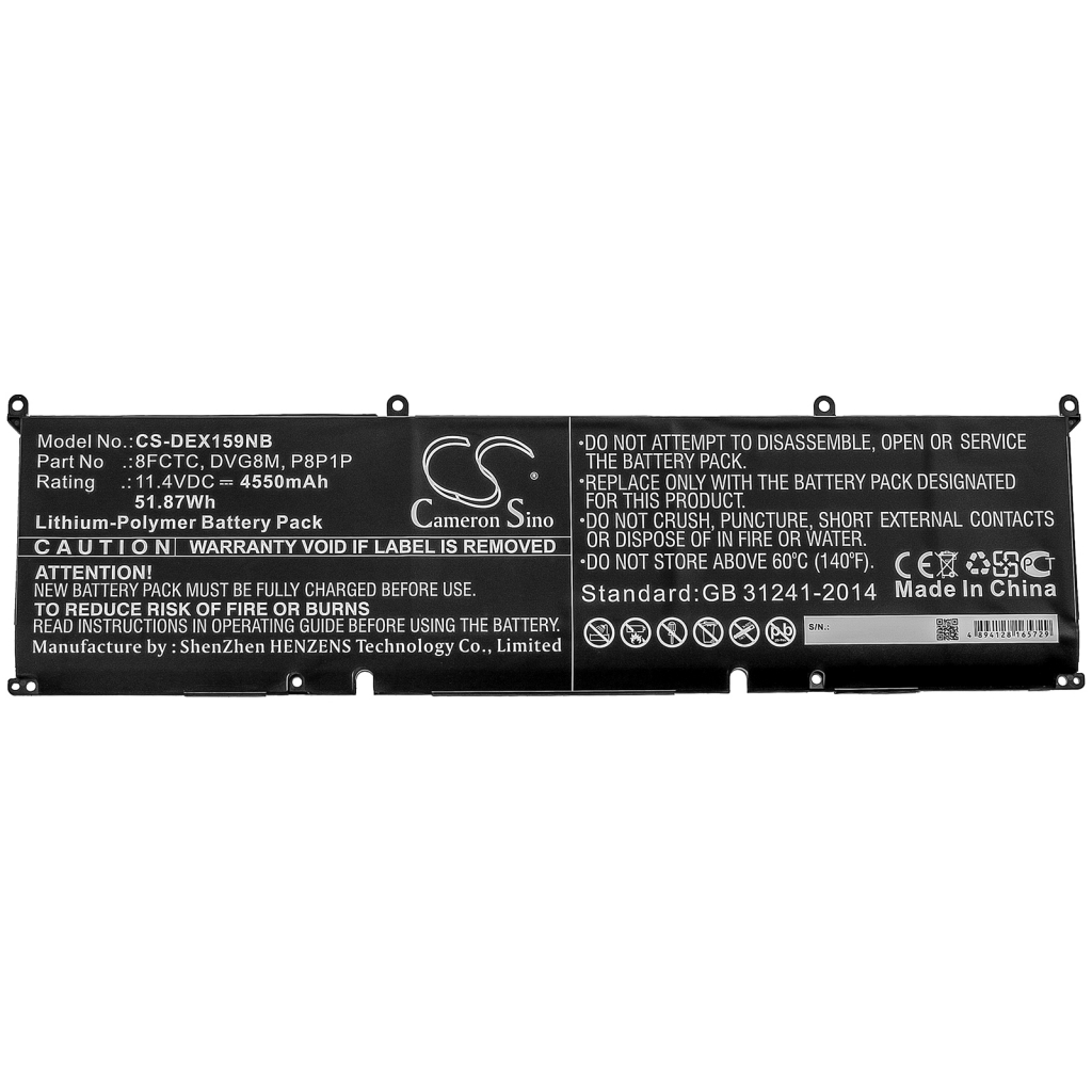 Batterier Ersätter XPS 15-9500-R1845S