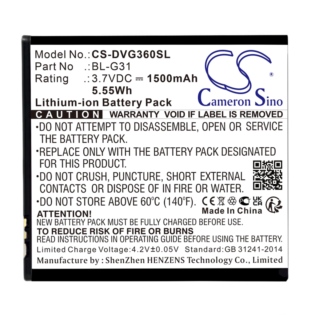 Batterier till mobiltelefoner DOOV CS-DVG360SL
