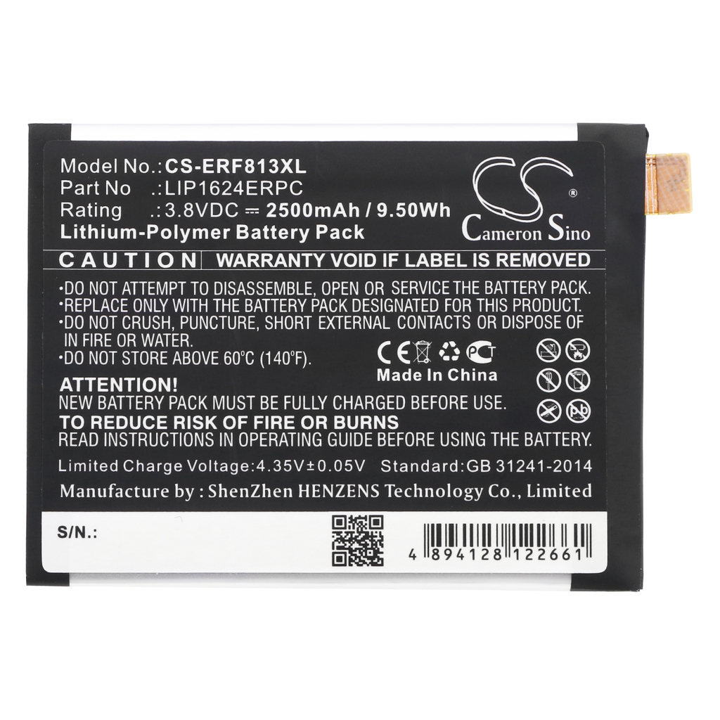 Batterier till mobiltelefoner Sony CS-ERF813XL