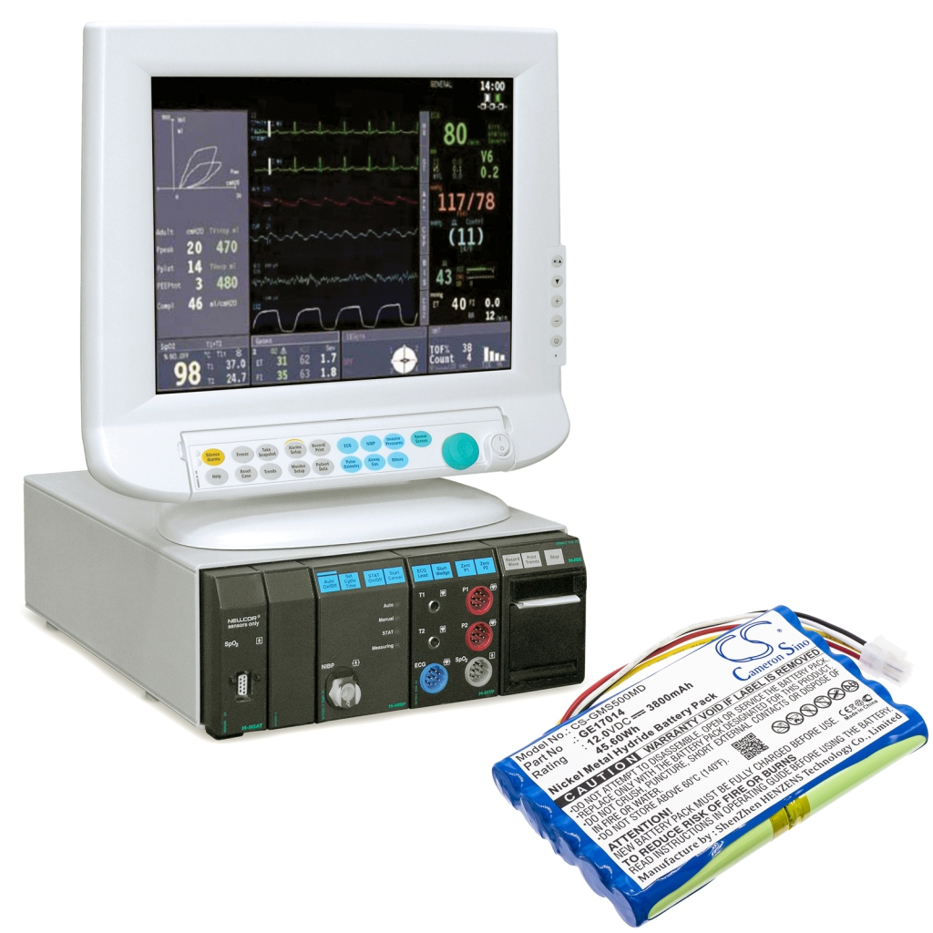 Batterier för medicintekniska produkter Datex ohmeda CS-GMS500MD