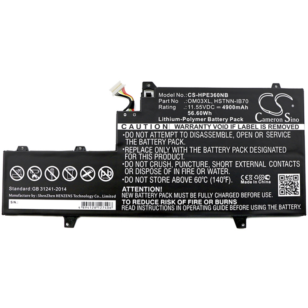 Batterier Ersätter Elitebook x360 1030 G2(Z2W62EA)