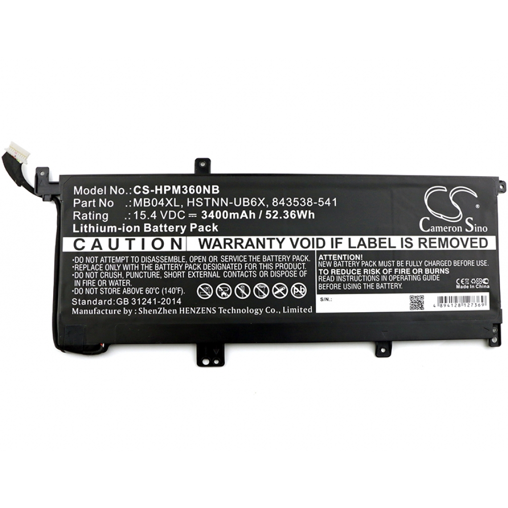 Batterier Ersätter Envy X360 15-AQ101NB