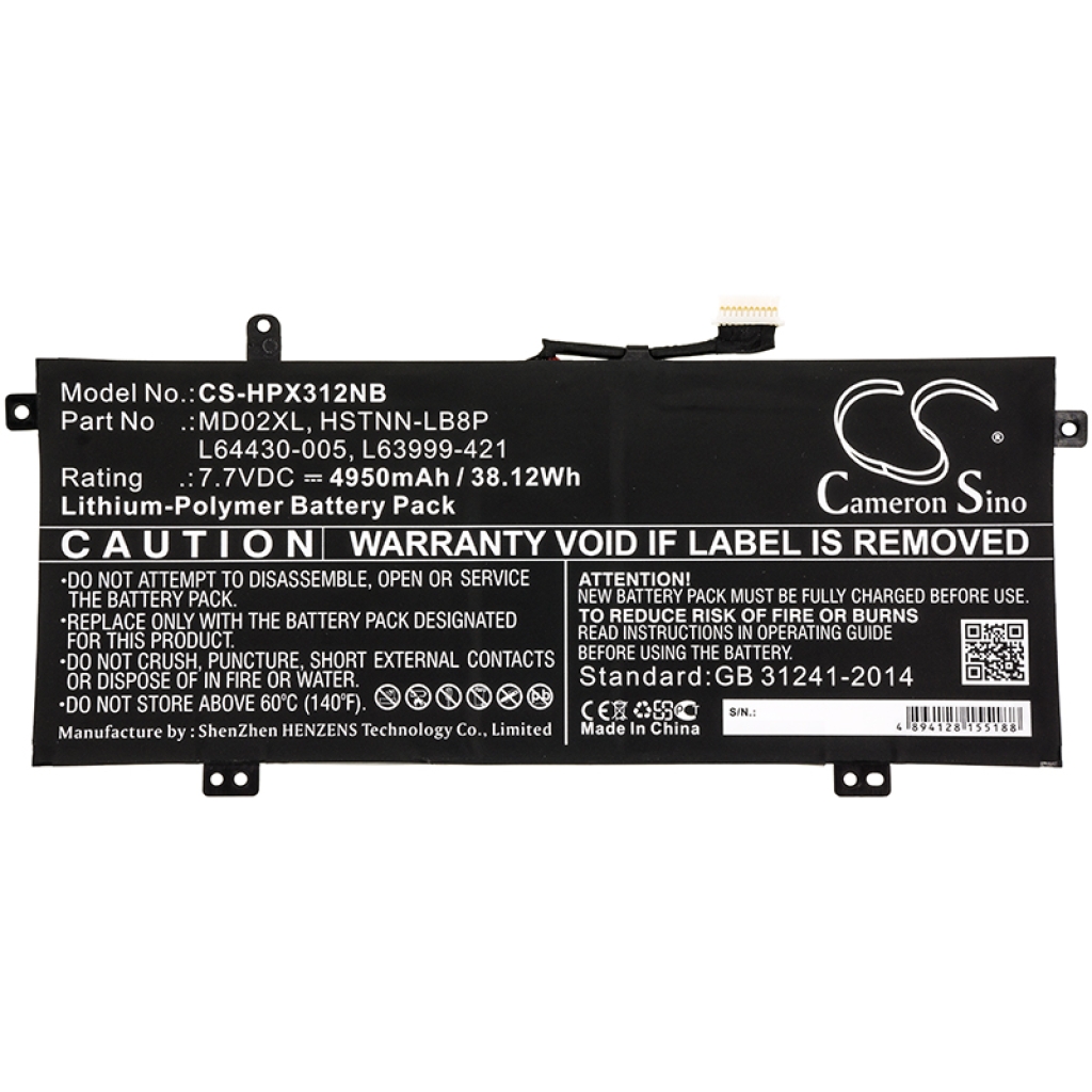 Batterier Ersätter Chromebook X360 12B-CA0810NO