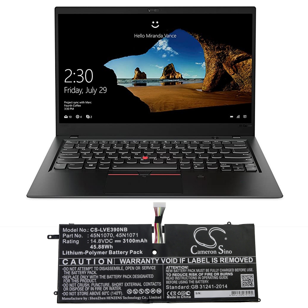 Batterier Ersätter ThinkPad X1 Carbon 3460-25U
