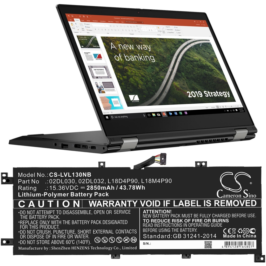 Batterier Ersätter ThinkPad L13 Yoga-20R6S15K00