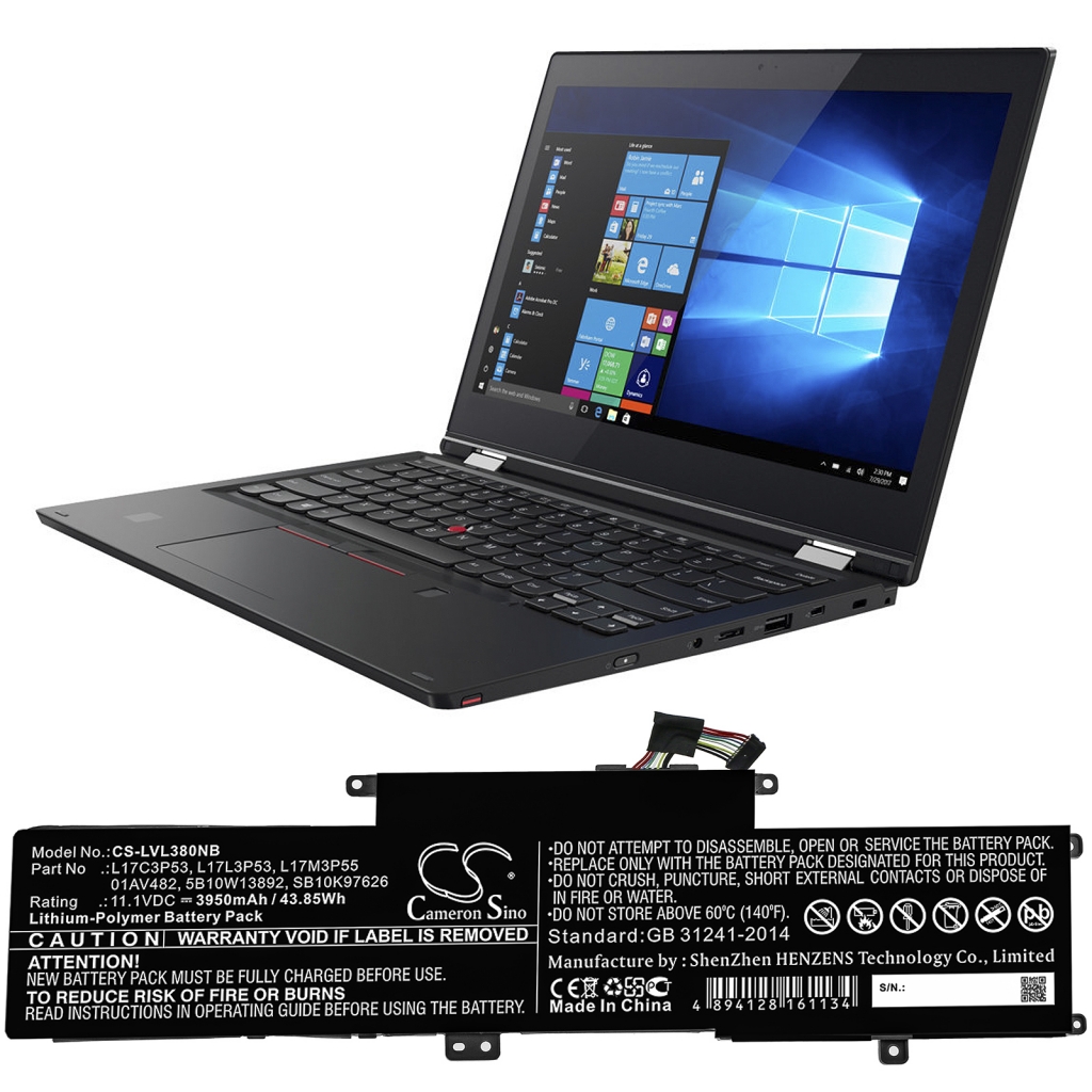 Batterier Ersätter ThinkPad L390 Yoga 20NUS1X300