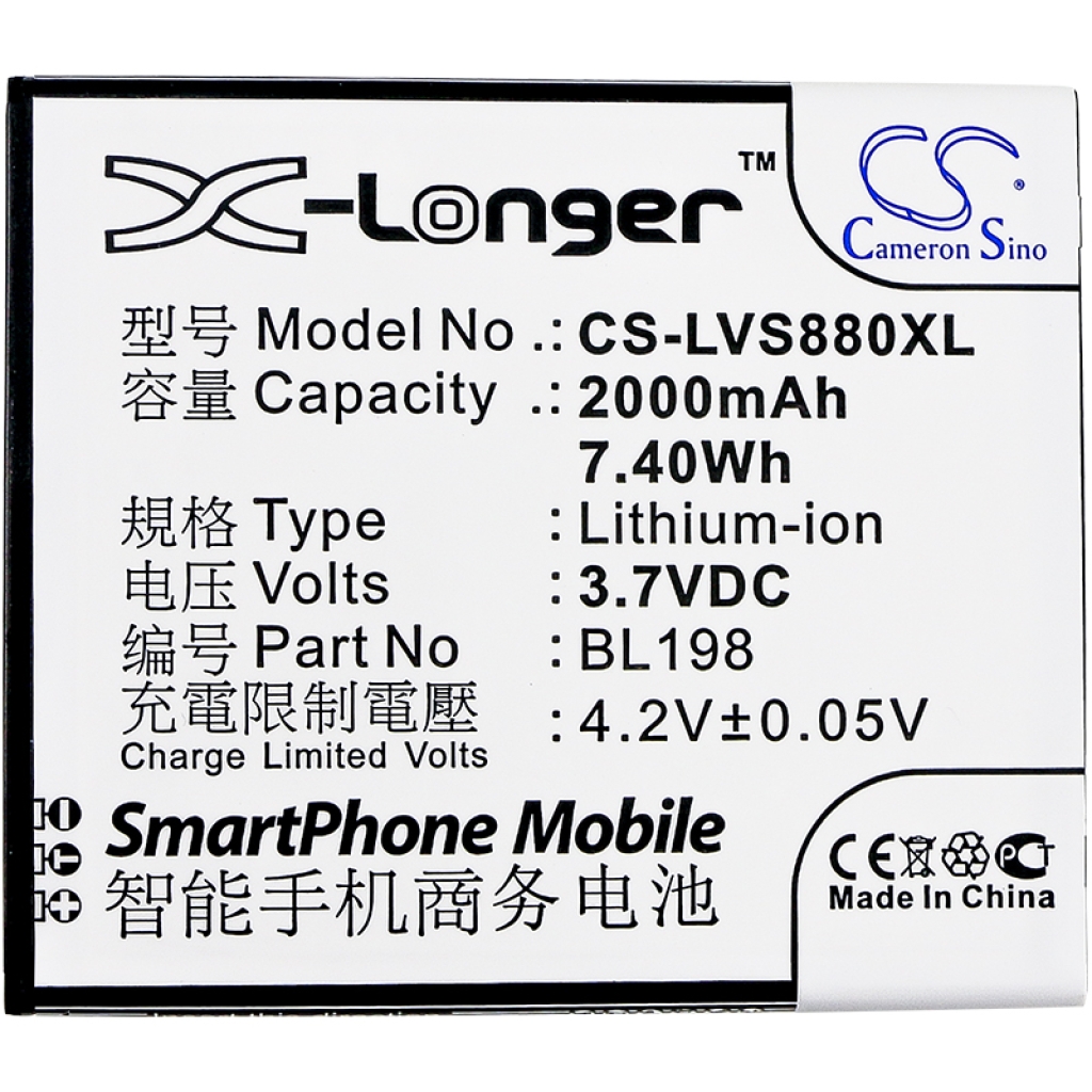 Batterier till mobiltelefoner Lenovo CS-LVS880XL