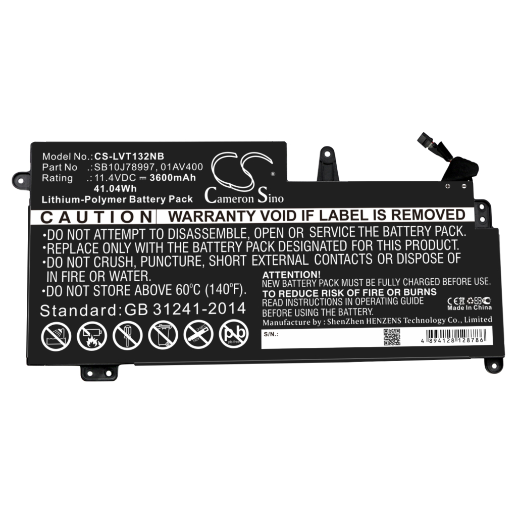 Batterier Ersätter ThinkPad S2 2018(20L1A007CD)