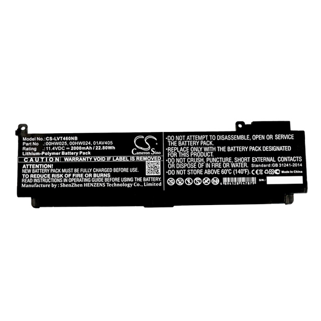 Batterier Ersätter ThinkPad T460s 20F9005T