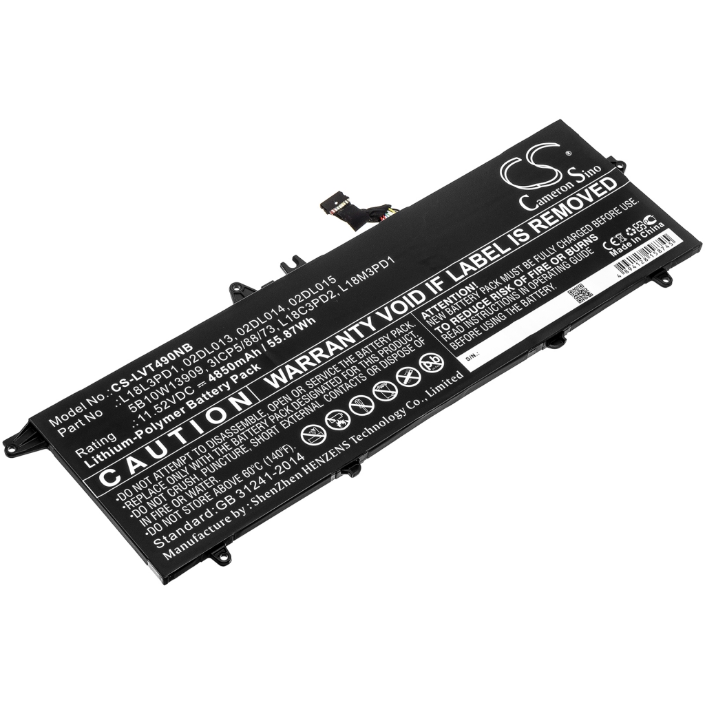 Batterier Ersätter ThinkPad T490s(20NX0015CD)