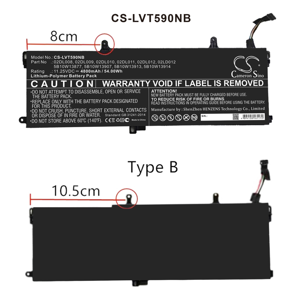 Batterier Ersätter ThinkPad T590 20N4A00GCD