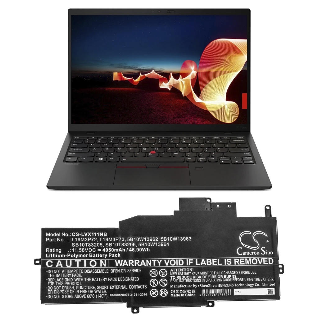 Batterier Ersätter ThinkPad X1 Nano Gen 1-20UN0012FR