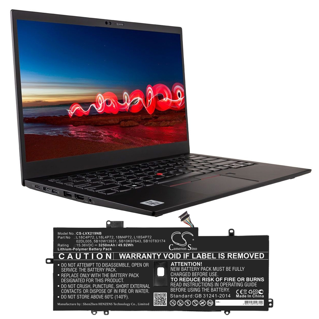 Batterier Ersätter ThinkPad X1 Carbon G7 20R1-000YUS