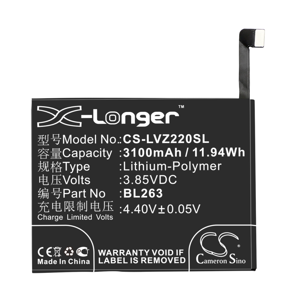 Compatible battery replacement for Zuk BL263