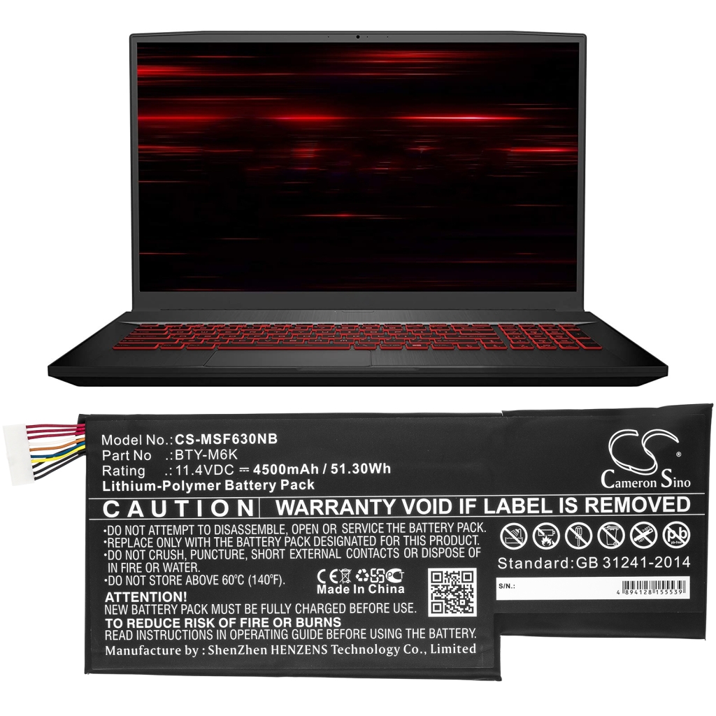 Batterier till bärbara datorer MSI CS-MSF630NB