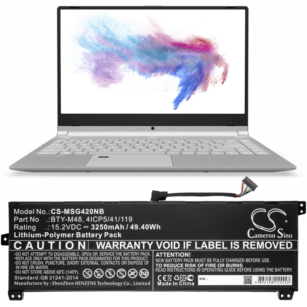 Batterier till bärbara datorer MSI CS-MSG420NB