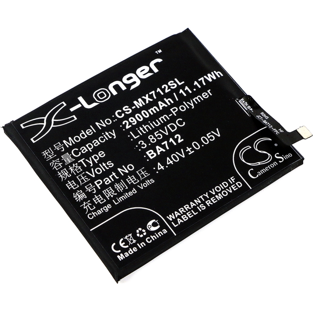 Compatible battery replacement for MeiZu BA712