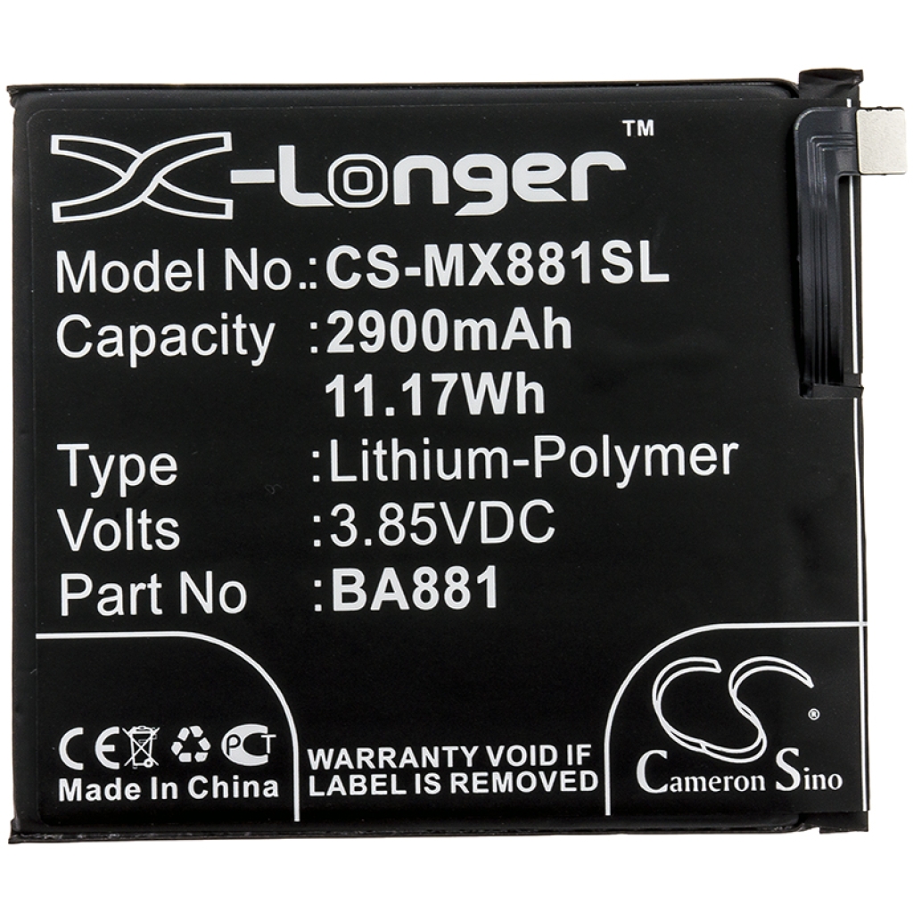 Batterier till mobiltelefoner MeiZu CS-MX881SL