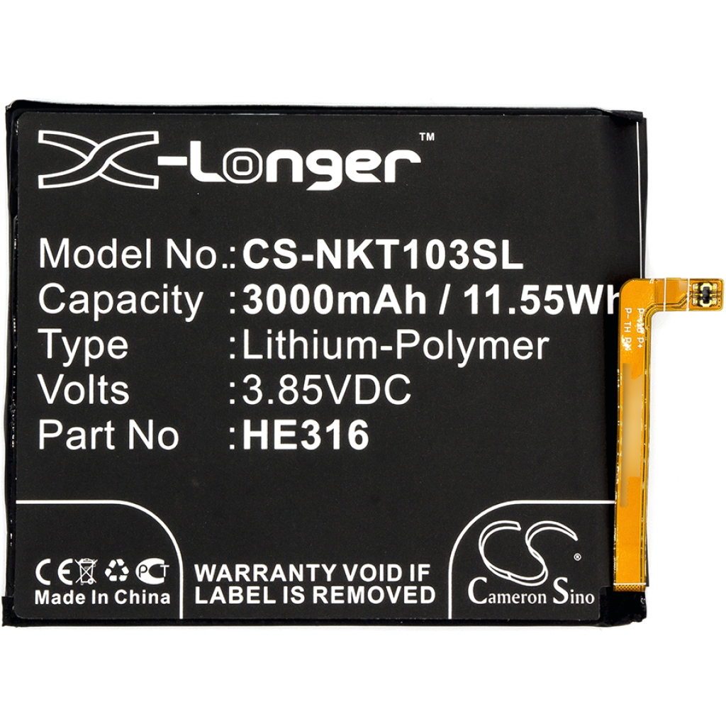 Batterier till mobiltelefoner Nokia CS-NKT103SL