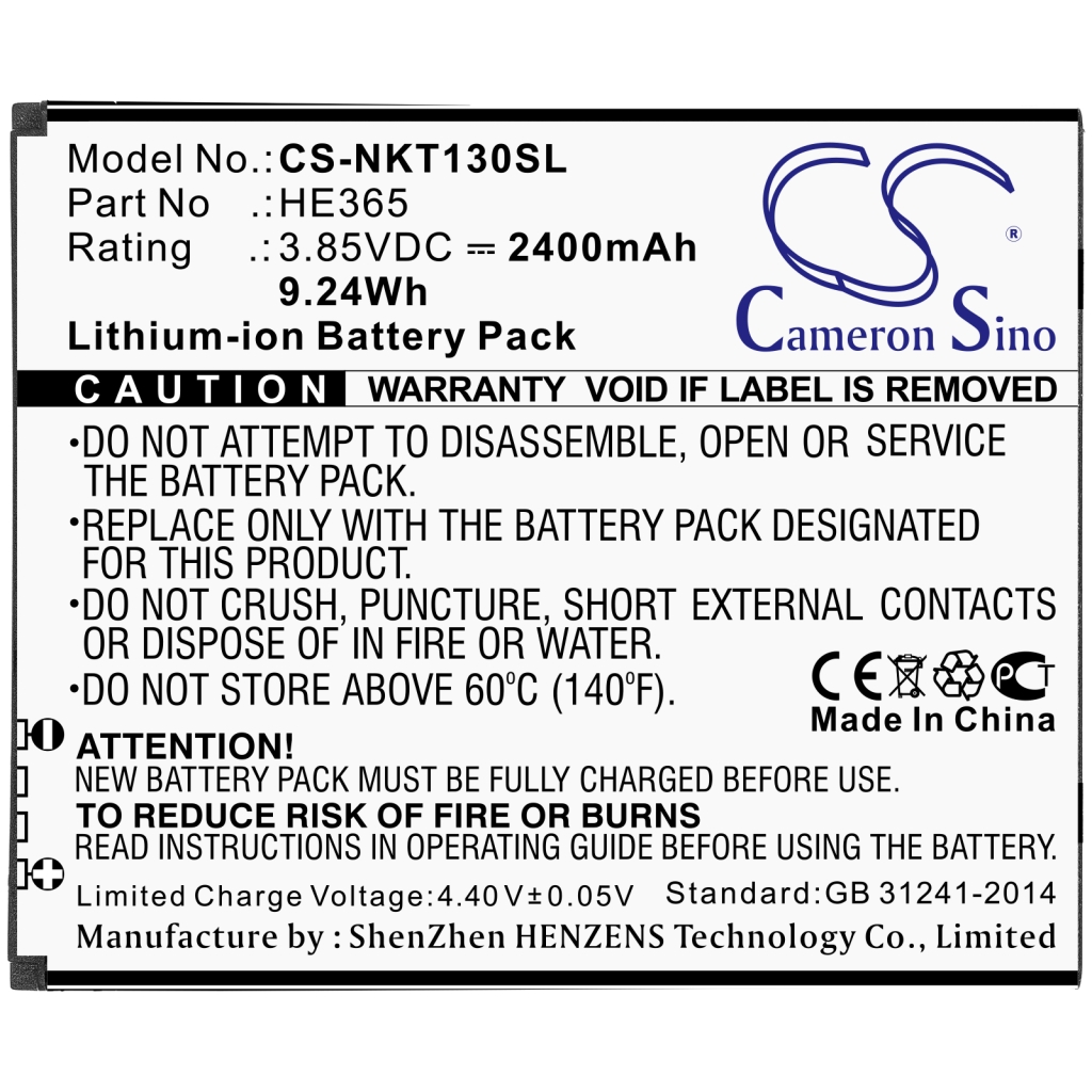 Batterier till mobiltelefoner Nokia CS-NKT130SL