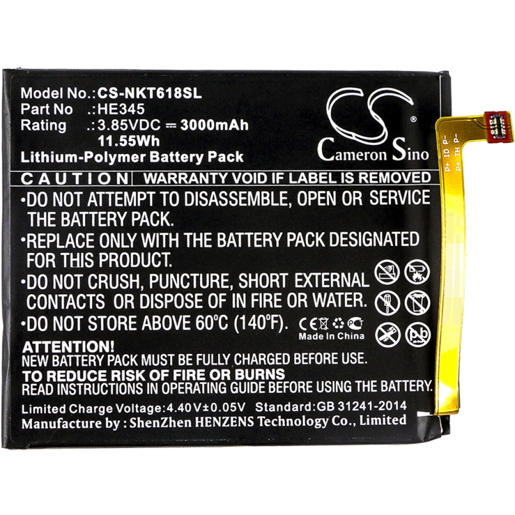 Batterier till mobiltelefoner Nokia CS-NKT618SL