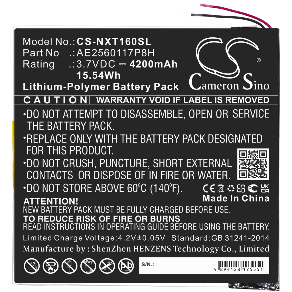 Batterier för surfplattor Nextbook CS-NXT160SL