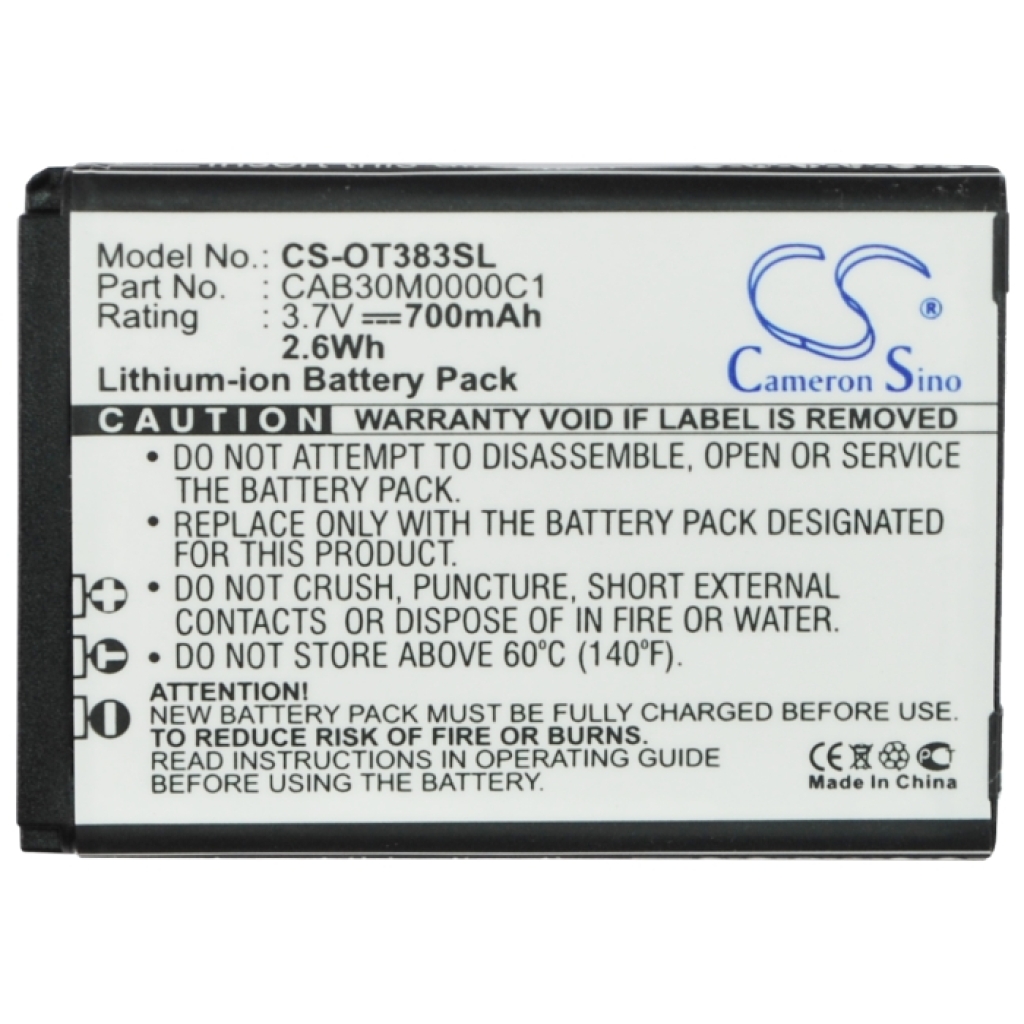 Batterier till mobiltelefoner MTC CS-OT383SL