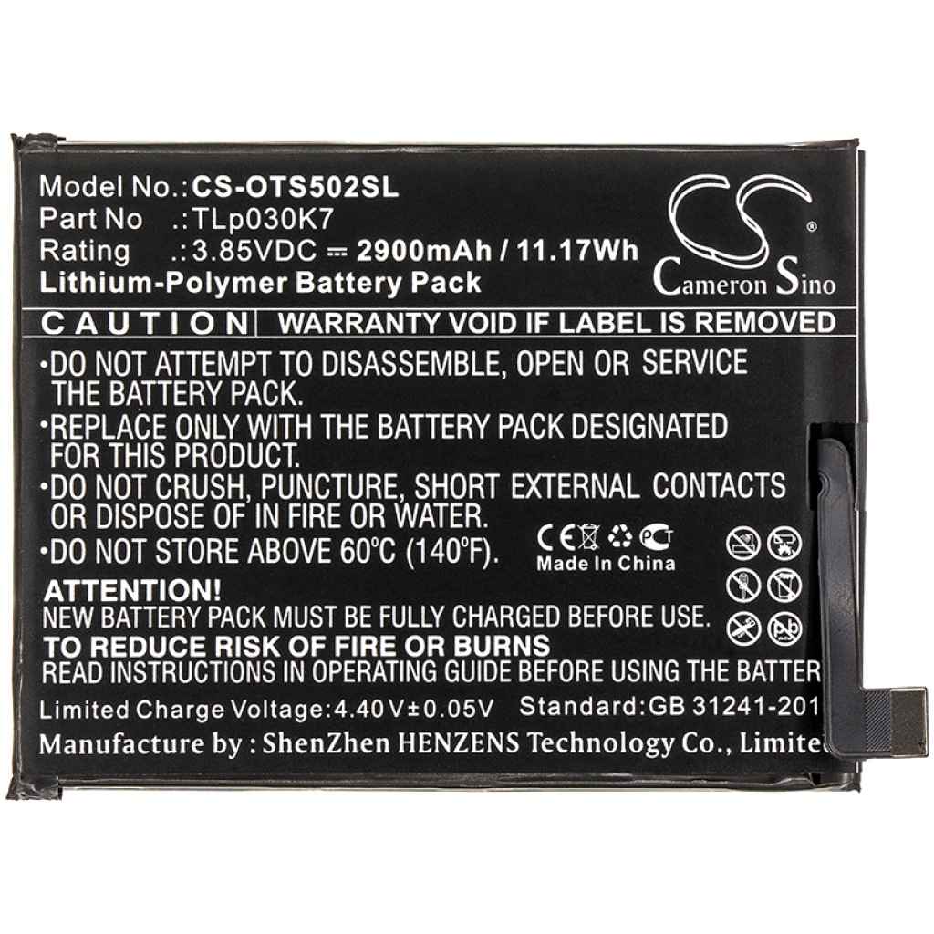 Batterier till mobiltelefoner Alcatel CS-OTS502SL