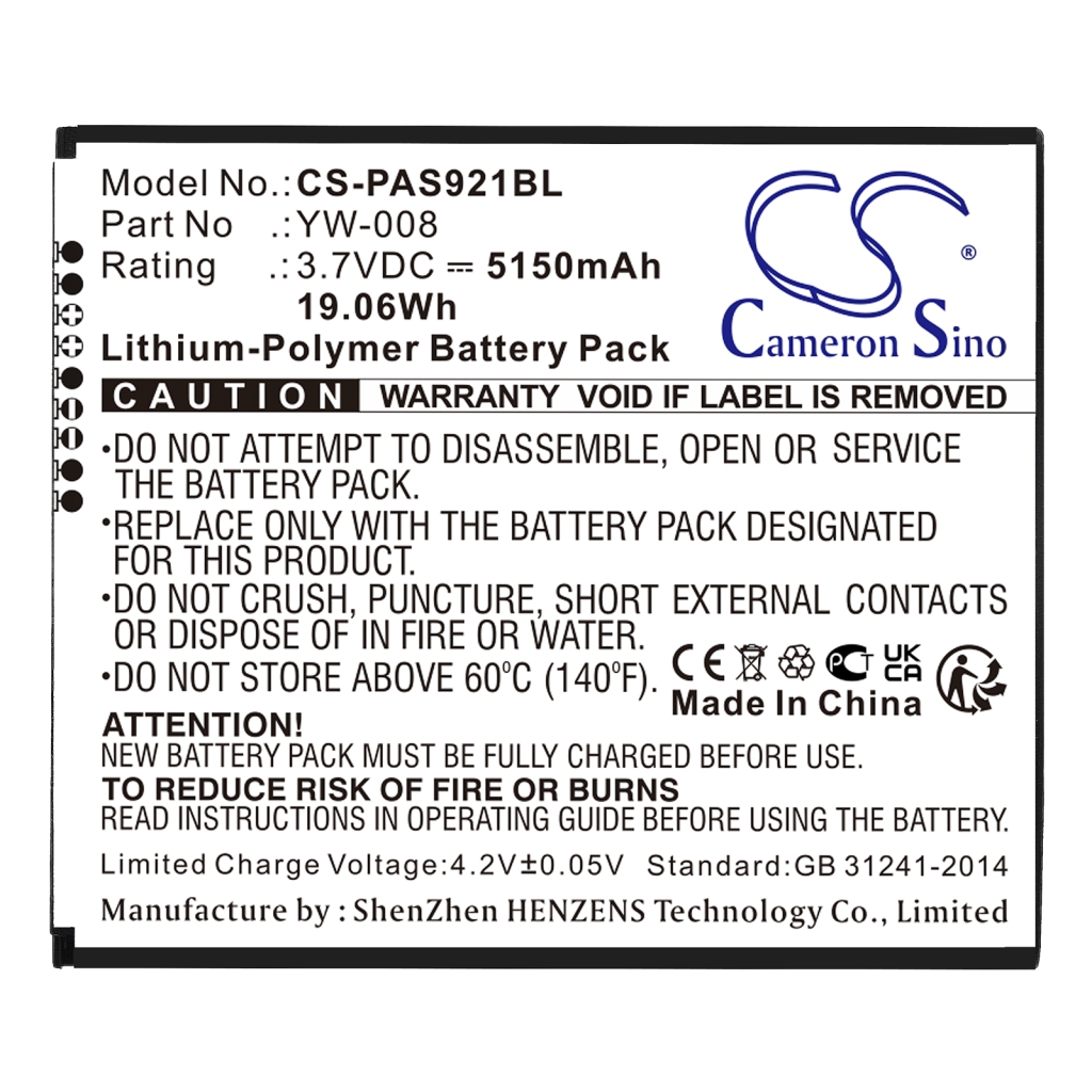 Batterier för betalningsterminaler Pax CS-PAS921BL