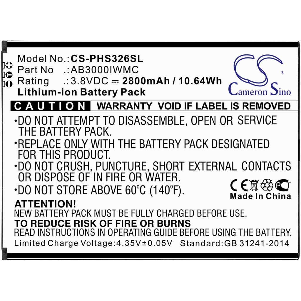 Batterier till mobiltelefoner Philips CS-PHS326SL